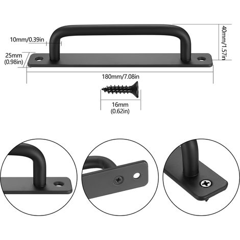 Set of 4 Sliding Door Handles Black Cabinet Handles with Screws for Cabinets, Kitchen, Furniture, Garden Gate, Cabin Door Handles (1/4)