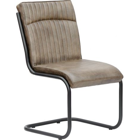 IRON LABEL 04 Sedia cantilever in vera pelle - grigia 52x62x89