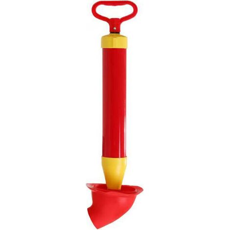 Déboucheur de toilettes à air comprimé, déboucheur de toilettes à ventouse avec têtes de piston et gonfleur, nettoyage de canalisations (rouge) (1/4)
