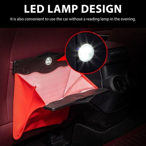 Poubelle de voiture étanche avec sacs poubelle à adsorption magnétique et lumière LED, adaptée au siège arrière de la voiture