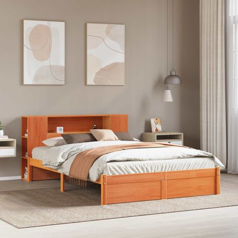 Bed Frame with Storage Headboard with Headboard 2 pcs Wax Brown vidaXL (1/5)