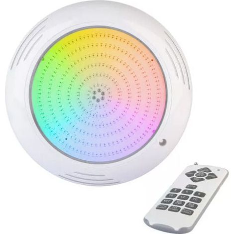 Projecteur LED 18W pour piscine hors sol – IP68 – Couleur multicolore par télécommande – Ø 240 mm – 563 lumens – Montage facile – Crealys
