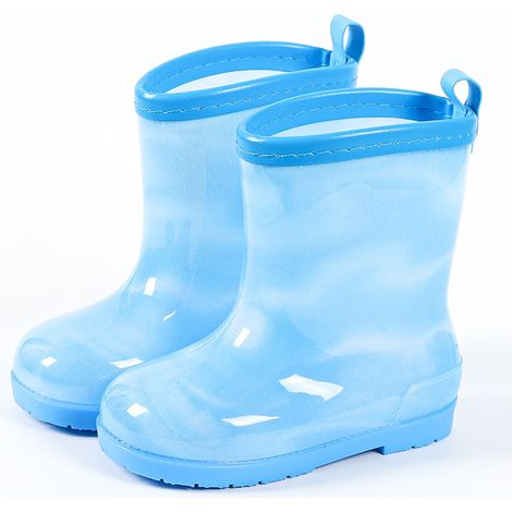 paire de bottes de pluie pour enfants, toutes saisons, universelles, avec nœud arc-en-ciel, antidérapantes, imperméables et respirantes, bleues, 160 mm (longueur intérieure 155 mm) (1/5)