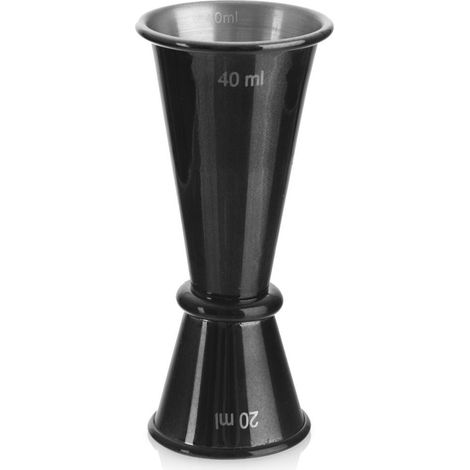Vaso medidor de barman de acero inoxidable de doble cara, NEGRO, 20/40 ml (1/5)