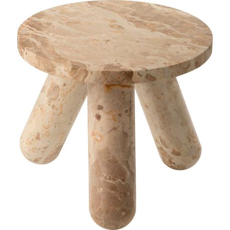 Table d'appoint ronde 35x40 cm en marbre beige