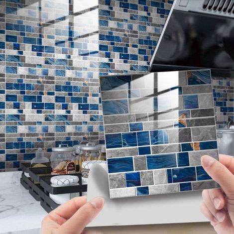 Autocollants Mosaïque - 20x20 Cm - Étanches PVC - Pour Carrelage Cuisine Salle De Bain - 25 Pièces (1/4)