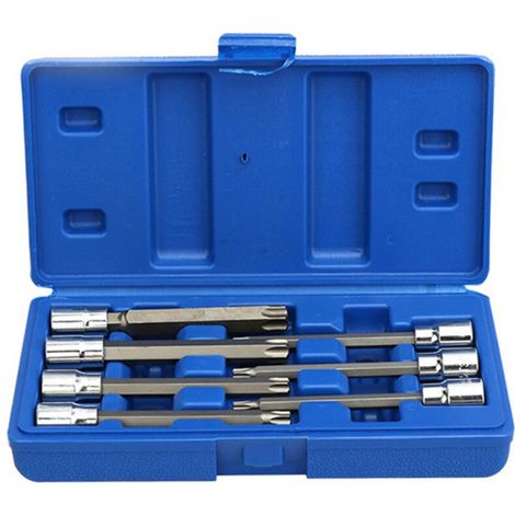 Jeu de douilles Torx Star extra longues en acier Cr-V de qualité supérieure, 7 embouts T25 T30 T40 T45 T50 T55 T60, entraînement 3/8 pouces, douilles 110 mm, manchon hexagonal à prune (1/5)