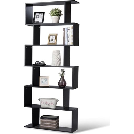 Libreria Design Moderna Scaffale 6 Ripiani 190x80x24cm Casa Ufficio Nero (1/5)
