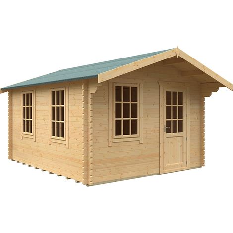 14x12w The Carrington Plus 44mm Cabin - L415 x W355 x H271.9 cm - Solid Wood/Softwood/Pine - Natural