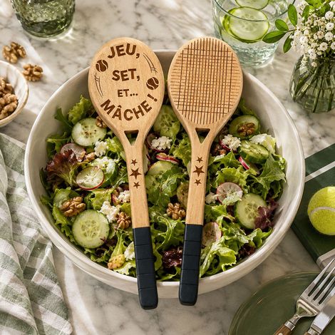 SET DE COUVERT A SALADE EN FORME DE RAQUETTE M12 (1/4)