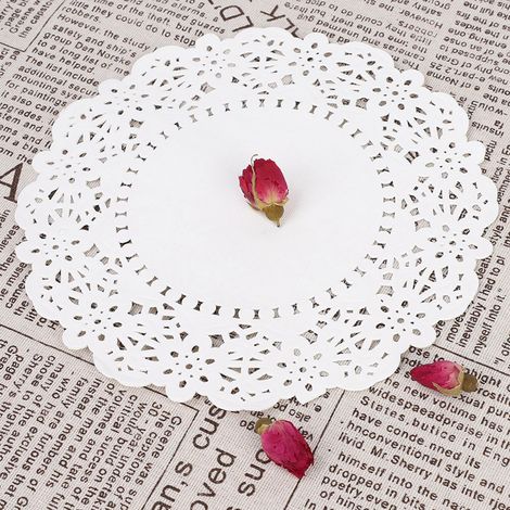 150 napperons jetables en papier dentelle blanc absorbant l'huile - Accessoires pour la pâtisserie (1/5)
