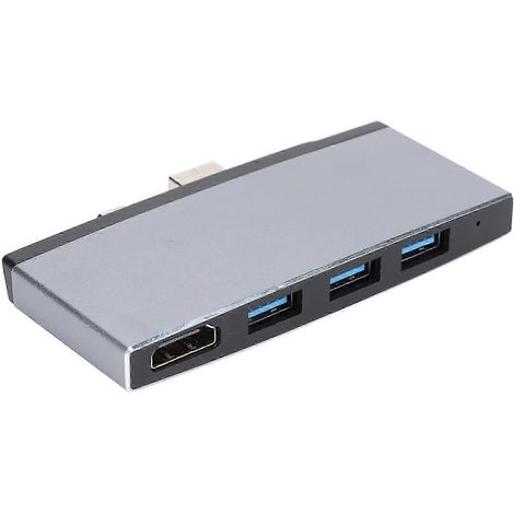 Station d'accueil d'extension USB 3.0 6 en 1, alliage d'aluminium gris, HDMI 4K, Mini DP, lecteur de carte SD, compatible avec les ordinateurs portables pour clés USB, souris et clavier (1/5)