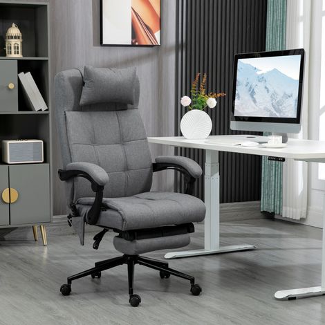 Silla de Oficina con Masaje de 6 Puntos, Calor Lumbar, Respaldo Reclinable 155 Grados, Acero Gris, 66 x 76 x 112-120 cm (1/5)