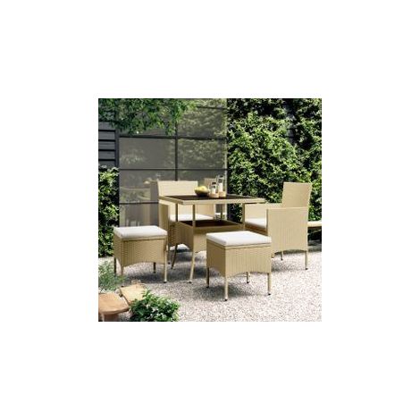 Ensemble de salle à manger de jardin 5 pcs Résine tressée Beige (1/5)