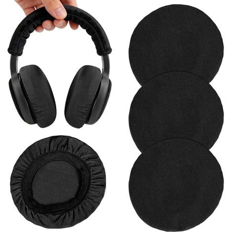 4 pcs Stretchable and Washable Headphone Covers for Headphones 6 to 8.5 cm, Flexible Fabric Headphone Cover for Flexible Fabric Headphones, Sweat Protection for Gym (1/5)