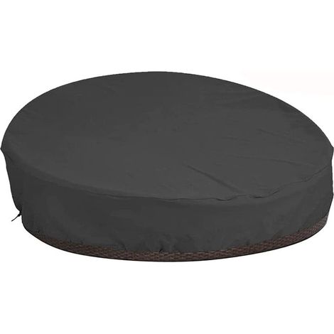 Housse imperméable ronde pour canapé-lit, housse pour mobilier de jardin, avec cordon de serrage, résistante aux UV/imperméable/vent (noir, 210D 16583cm) (1/4)