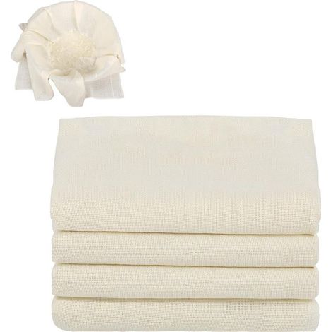4 Pcs Etamine Alimentaire, 40 x 40 cm Chiffon Cuisine Réutilisable Grade 100 Fine Étamine Tissu Non Blanchi Lavable Mousseline Alimentaire pour Filtrer Jus Fromage Thé Laits Végétaux Soupes Yaourts (1/5)