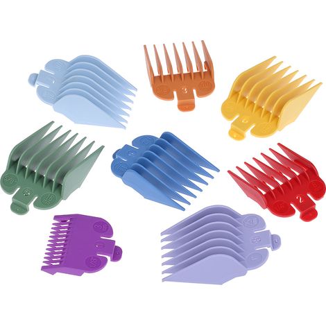 Ensemble de 8 sabots de guidage colorés pour tondeuse à cheveux électrique, compatible avec les tondeuses et rasoirs électriques. (1/3)