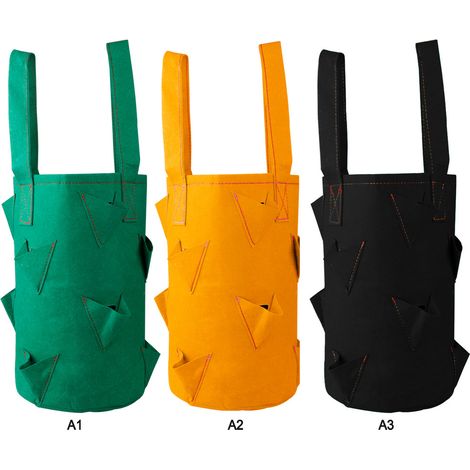 Lot de 2 sacs de culture pour fraisiers avec poignées, 11 trous, culture verticale, suspendus, en feutre, 38 x 22 cm, jaune (1/5)