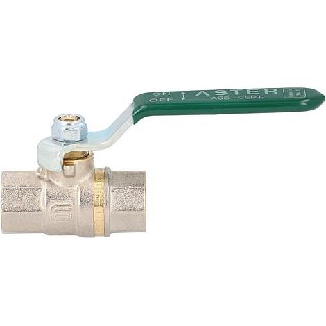 Robinet spherique laiton ASTER fem/fem 3/8" certifie DVGW avec levier en acier vert