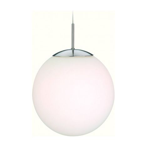 Firstlight Globe - Luminaire suspendu à 1 ampoule Globe en acier brossé, verre blanc opale, E27 (1/2)