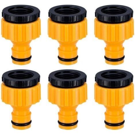 Plastique 3/4 '' and 1/2 '' BSP 2in1 Nez de Robinet d'arrosage à Visser débit Tap Connector Threaded Faucet Adapter 6 Pack (1/5)