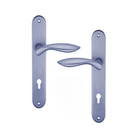 Ouvre&Déco – Poignées de porte d'entrée en Aluminium anodisé inox mat velouté sur plaque Clé I entraxe 195 mm, DETROIT