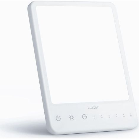 Lampe de luminothérapie 10 000 lux pour lutter contre la dépression, 2 couleurs de lumière, 5 niveaux de luminosité, sans UV, avec minuterie et fonction mémoire, et support pour la maison et le bureau (1/5)