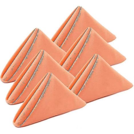 Serviettes de cuisine en tissu saumon 100 % coton, lot de 6. Couleur orange et rose. (1/5)