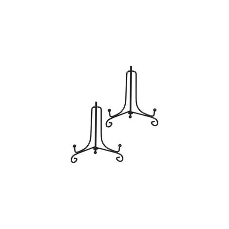Présentoir de Fer, 2 Pack Noir Chevalet en Fer Forgé, Support de Cadre Photo, pour Photo, Cadres pour Image, Livres de Cuisine, Assiettes décoratives, Tableaux et pièces d’Art(5 Pouces)