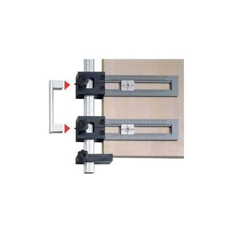 Hettich – Gabarit de perçage pour poignées – Entraxe 64mm – Longueur 500mm – Douille de guidage Ø5 – 2 plaques de perçage positionnables