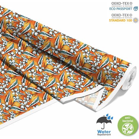 TESSUTI DECORATIVI PER ESTERNI OXFORD - Motivo fiori su arancione I DX372 (1/5)