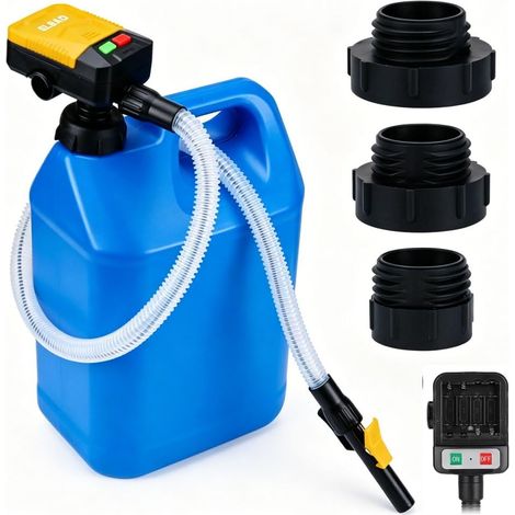 Pompe à carburant avec capteur d'arrêt automatique, pompe à essence électrique 3,2 GPM avec adaptateur de réservoir de 3 tailles, pompe à liquide portable, pompe à carburant avec tuyaux et (1/5)