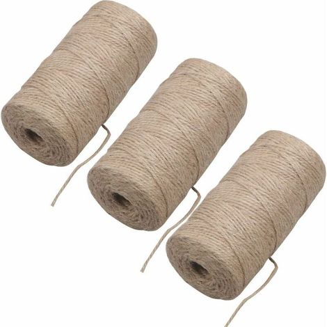 Corde De Chanvre Ficelle De Jute Corde De Jute Naturel pour Fleuriste, Emballage Cadeau, Jardin et Jour De Thanksgiving, Décoration De Noël 50m 3 Rouleaux