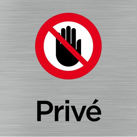 Pictogramme Privé colorée (Q1061).- Adhésif aspect aluminium brossé - (1/5)