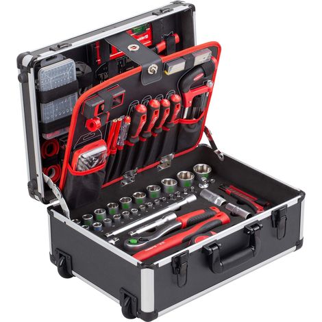 Meister Trolley attrezzi 238 pezzi - Set utensili - Ruote, manico telescopico / Valigetta attrezzi completa / Cassetta su ruote / Scatola utensili professionale / 8971480 (1/4)