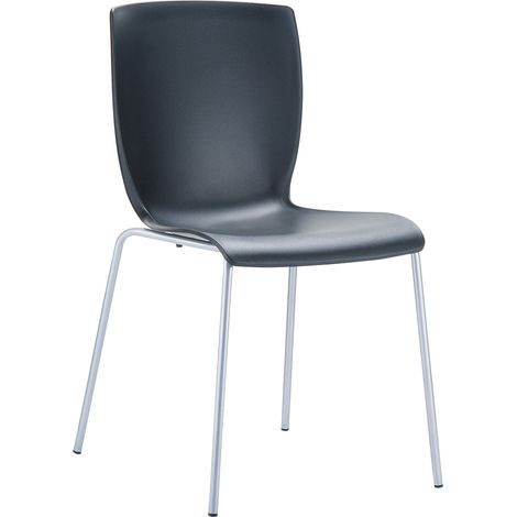 Silla apilable de cocina o terraza para sentarse en interiores o exteriores con estructura de aluminio y plástico negro 100003023 (1/5)