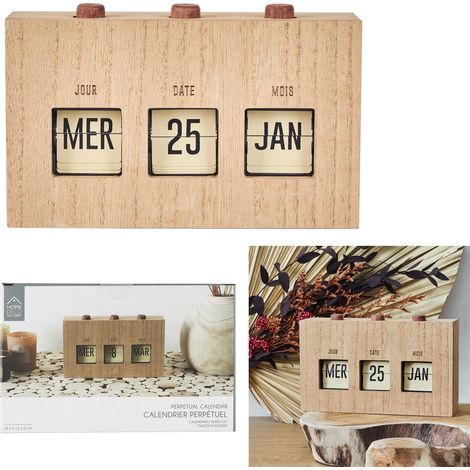 Calendrier perpétuel déco effet bois brut – Design moderne marron et noir – Pour intérieur contemporain – Harry (1/5)