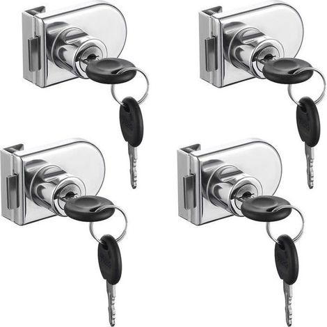 4 pièces Serrures à Came, Verrouillage de Sécurité de la Vitrine de l'armoire de Porte en Verre pour Porte en Verre de 5-8 mm (1/5)