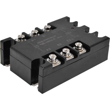 Relais statique triphasé TSR-120DA-R sans radiateur, module de contrôle de charge pour automatisation industrielle, process robuste. (1/5)
