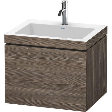 Lavabo per mobili Duravit L-Cube con base, sospeso, 60x48 cm, 1 estraibile, senza troppopieno, 1 foro per rubinetto, colorazione: Pino Terra Decor Pine Terra - LC6916O5151 (1/2)