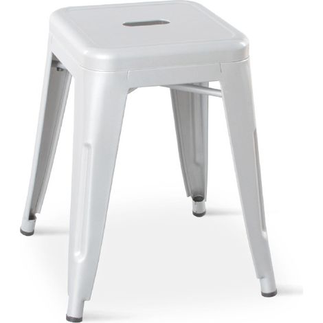 Hocker aus mattweißem Metall - Höhe 46 cm