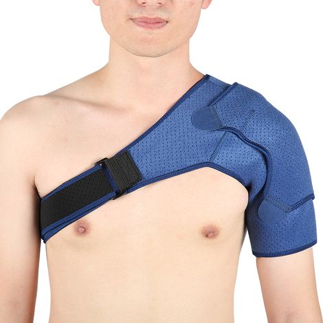 Coussinet d'épaule de compression design fourchette bleu marine taille L (1/4)