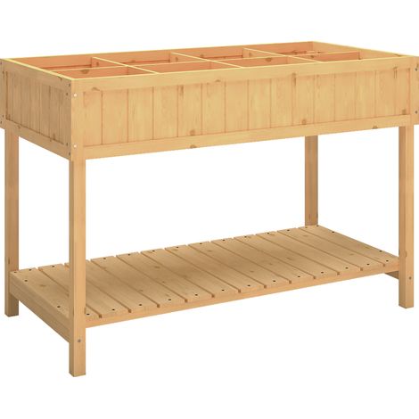 Bac potager surélevé à pieds carrés, 110x46x76 cm, 8 bacs de culture avec inserts d’arrosage et étagère (1/5)
