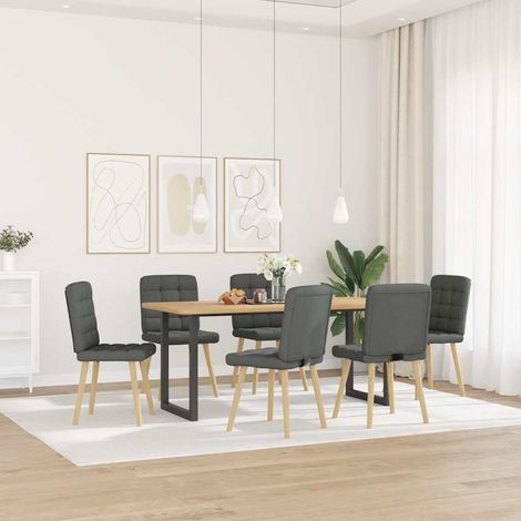 Lot de 6 Chaises à manger，Chaise de cuisine gris foncé tissu CFW87735 (1/5)