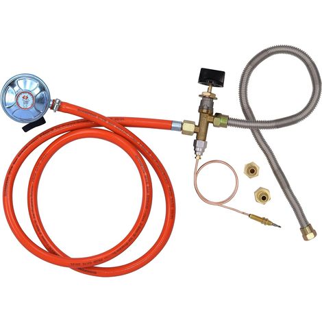 Pièces pour foyer propane/cheminée, système de valve de régulation de gaz avec régulateur de débit de propane à clipser de 27 mm et 37 mbar et tuyau (1/5)
