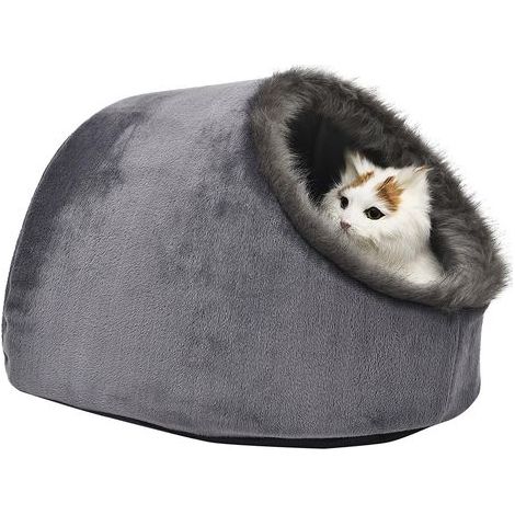 Lit Igloo Douillet pour Chat ou Petit Chien Coussin Lavable (1/5)