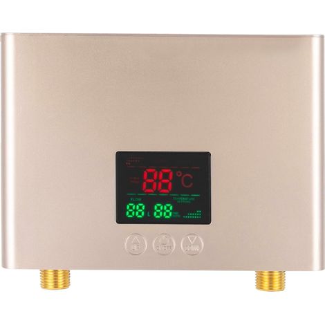 Scaldabagno elettronico istantaneo, piccolo scaldabagno elettrico da 3000 W con display a LED della temperatura e telecomando per lavello da cucina e bagno