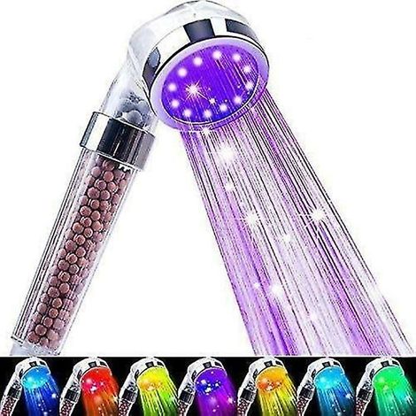 Pommeau de douche LED haute pression à économie d'eau avec filtre, 7 couleurs automatiques (1/5)