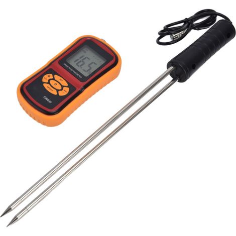 Medidor de humedad digital portátil para granos con sonda y pantalla LCD para medir la humedad del trigo, maíz, arroz y legumbres -- Crezuo